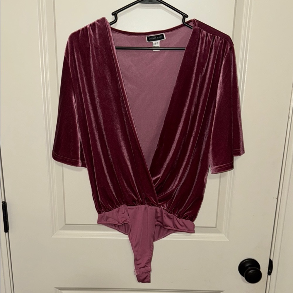 Express Velvet Bodysuit in Burgundy